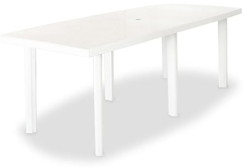 43595 vidaXL Masă de grădină, alb, 210 x 96 x 72 cm, plastic
