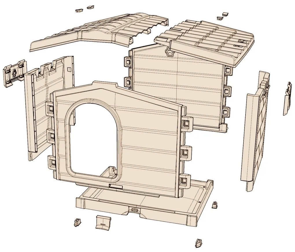 Doghouse Bungalow bej, 89 x 75 x 62 cm