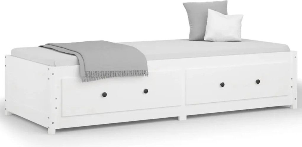 vidaXL Pat de zi Single, alb, 90x190 cm, lemn masiv de pin