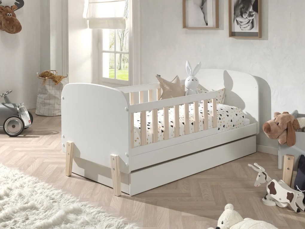Set KIDDY format într-un Pat copii pentru copii mici (70x140) cu sertar.