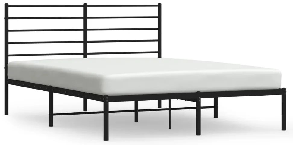 Cadru de pat metalic cu tablie, negru, 120x190 cm