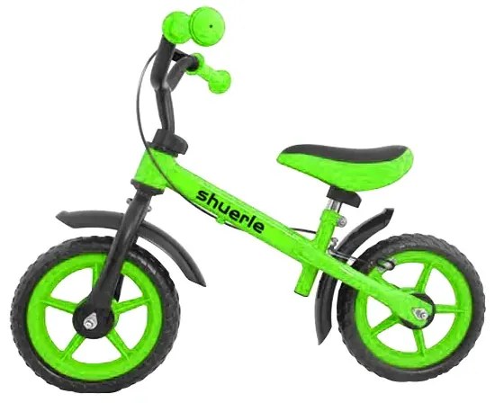 Bicicleta fara pedale, 2 - 6 ani, 12 inch, Verde, Cu frana, Sezut reglabil