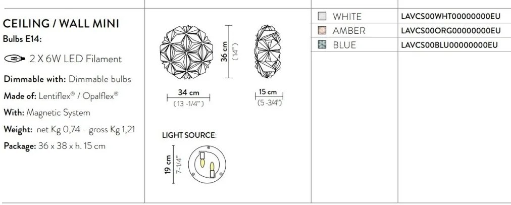 Aplica perete sau tavan design unicat realizata manual La Vie Mini Blue