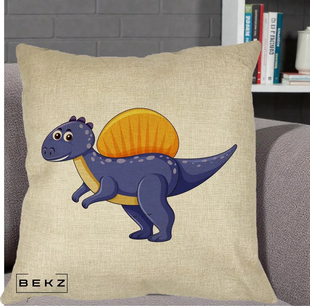 Perna Decorativa Spinozaur Kawaii, 40x40 cm, Crem, Husa Detasabila, Perna Inclusa, BEKZ®
