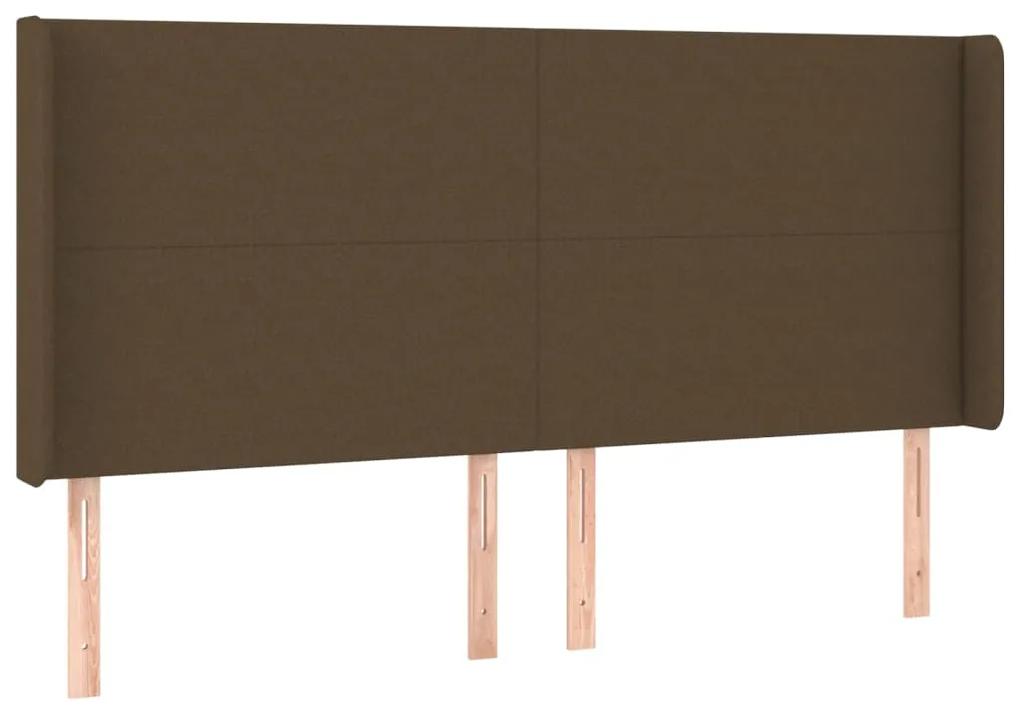 Pat box spring cu saltea, maro inchis, 160x200 cm, textil Maro inchis, 160 x 200 cm, Design simplu