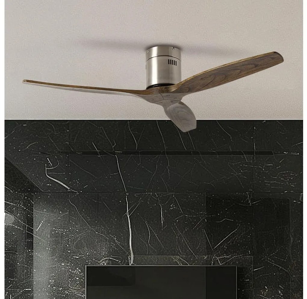 Ventilator de tavan ZEVENTI SPELLO Wi-Fi Tuya crom mat/stejar + telecomandă