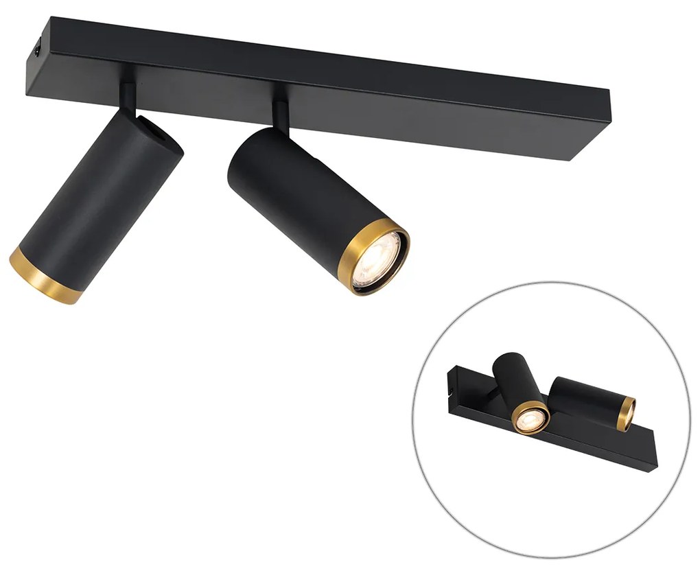 Plafonieră modernă cu spoturi negre cu bronz reglabilă cu 2 lumini - Renna