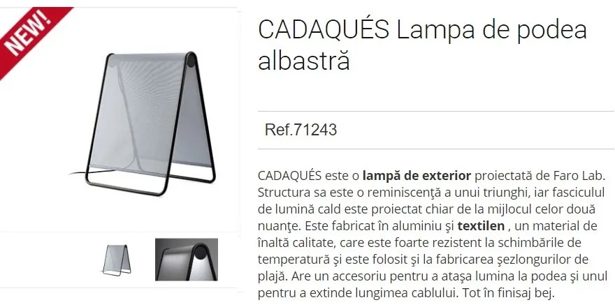 Lampa de podea LED iluminat exterior decorativ IP65 CADAQUES Blue