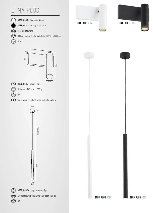 Pendul design minimalist Etna plus negru 8cm