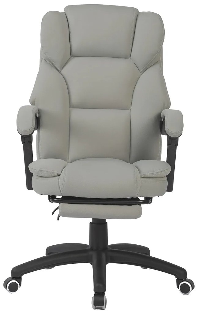 Scaun directorial, Masaj si Incalzire in 7 puncte, spatar rabatabil, suport pentru picioare, material textil premium, Gri