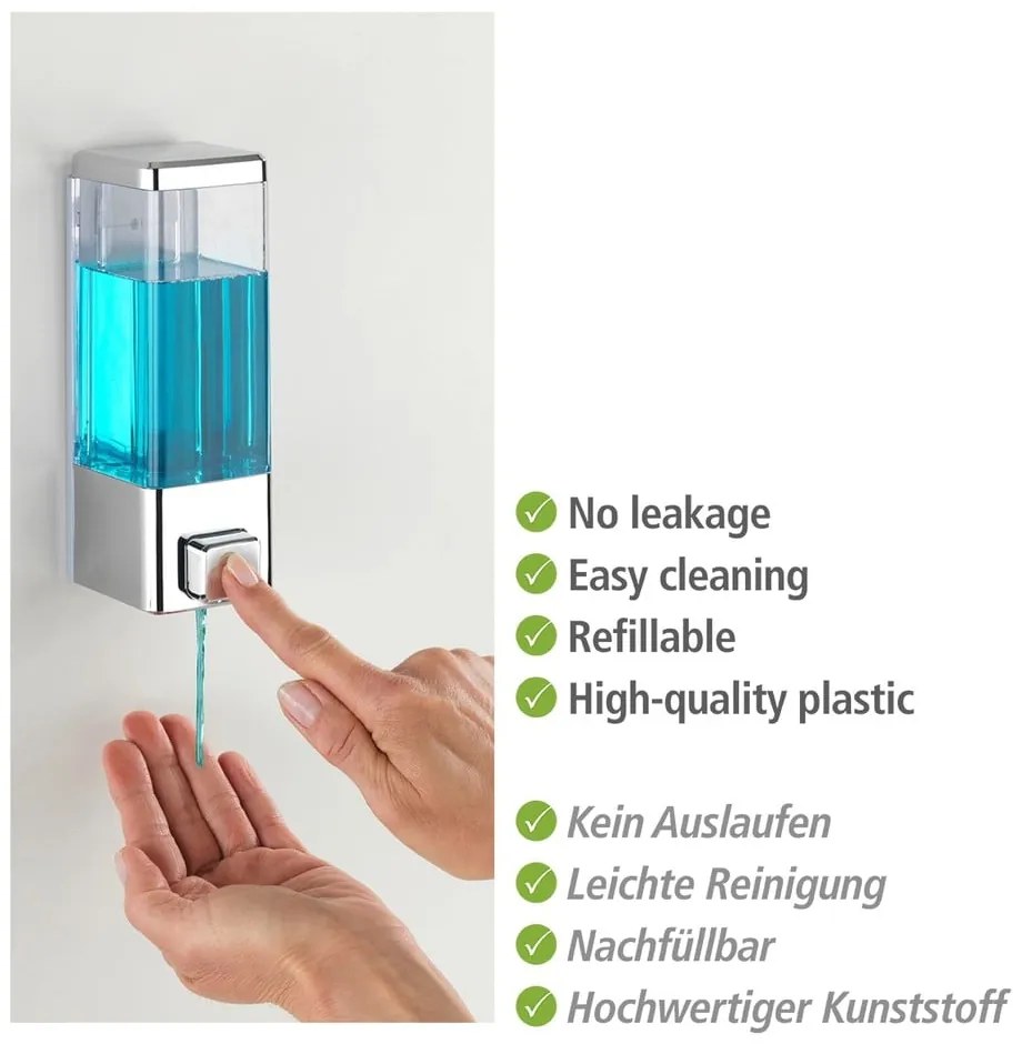 Dozator de săpun lichid argintiu de montat pe perete din plastic 0.32 l Istres – Wenko