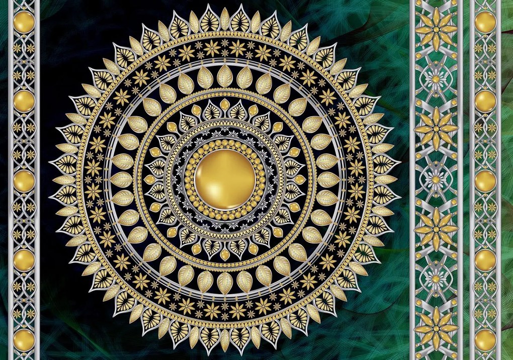 Fototapet - Mandala în verde (254x184 cm)