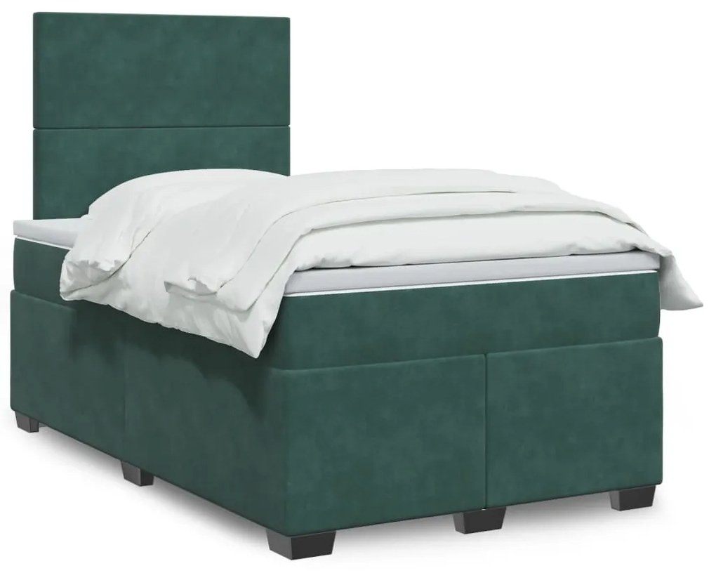 3293155 vidaXL Pat box spring cu saltea, verde închis, 120x190 cm, catifea