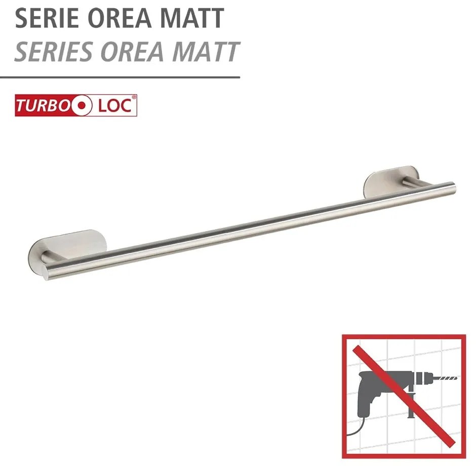 Suport pentru prosoape argintiu mat autoadeziv din oțel inoxidabil Orea Uno – Wenko