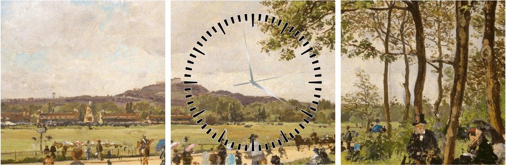 Tablou - French 19th Century, Race Course at Longchamps, reproducere (cu ceas) (90x30 cm)