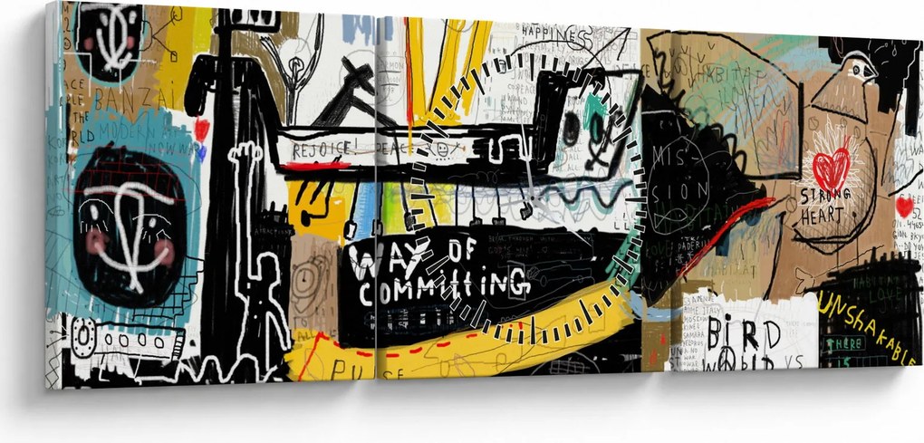 Tablou - Graffiti (cu ceas) (90x30 cm)
