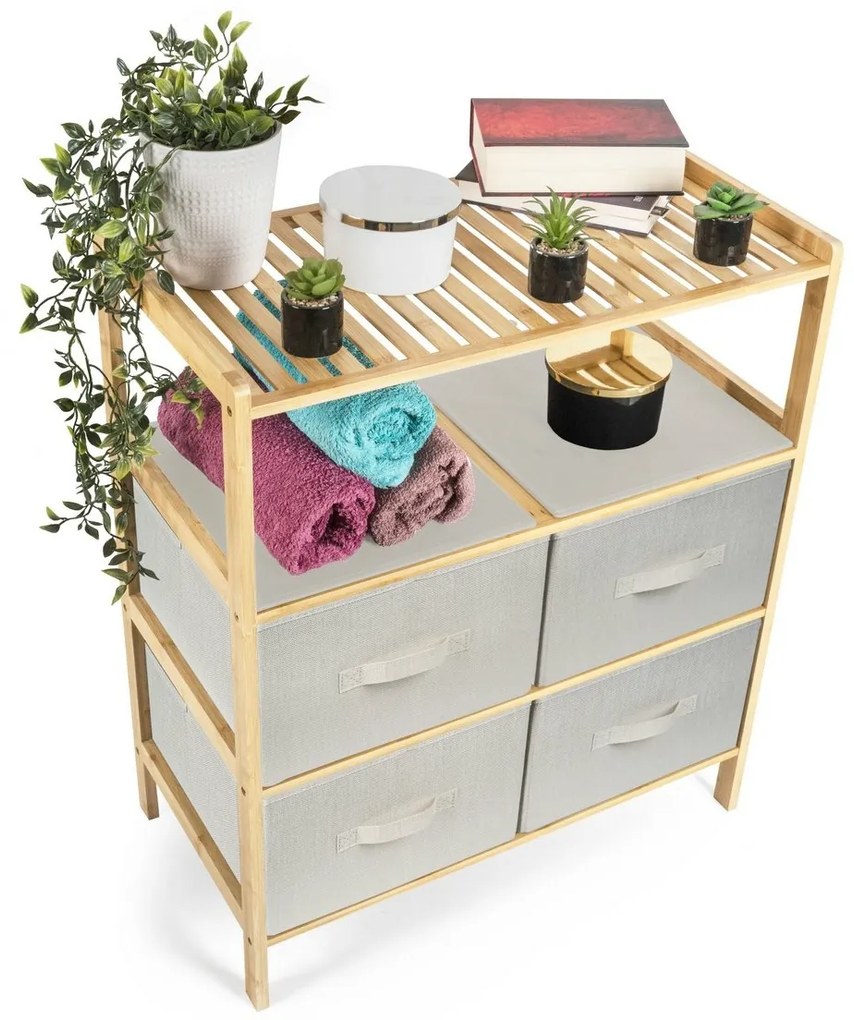 Raftier din bambus cu coșuri G21, 3 etajere, bej, 3 etaje