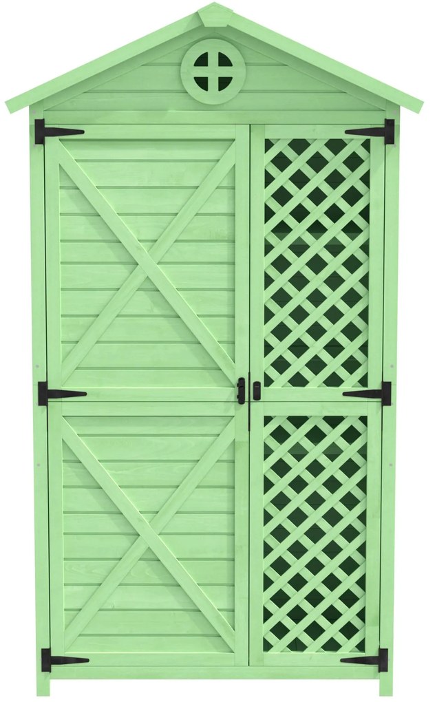 Depozit de mobilier de grădină din lemn pentru exterior, magazie de unelte rezistentă la intemperii, cu mult spațiu de depozitare și construcție din lemn stabilă, 90×56,5×175,3 cm, Verde
