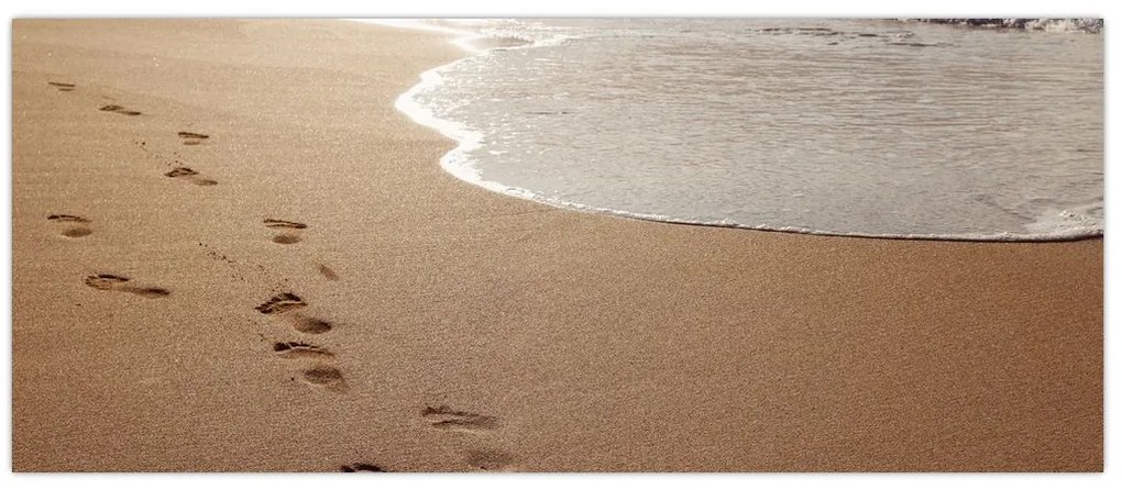 Tablou - urme în nisip și mare (120x50 cm)