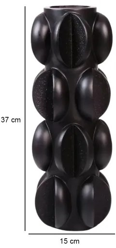 Vază din rășină, 37 x 15 cm, negru mat