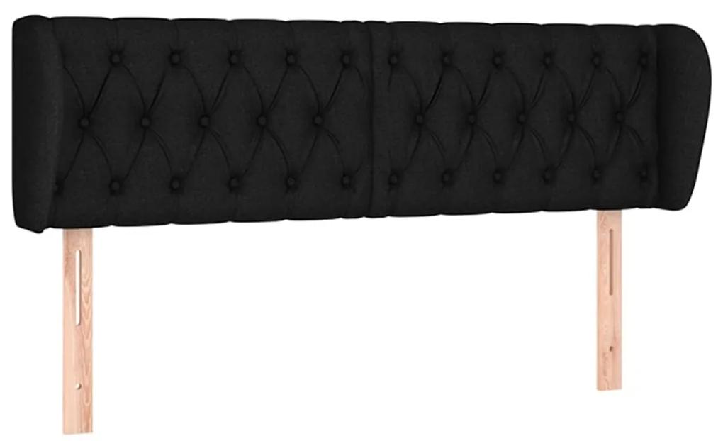 3117488 vidaXL Tăblie de pat cu aripioare negru 163x23x78/88 cm textil