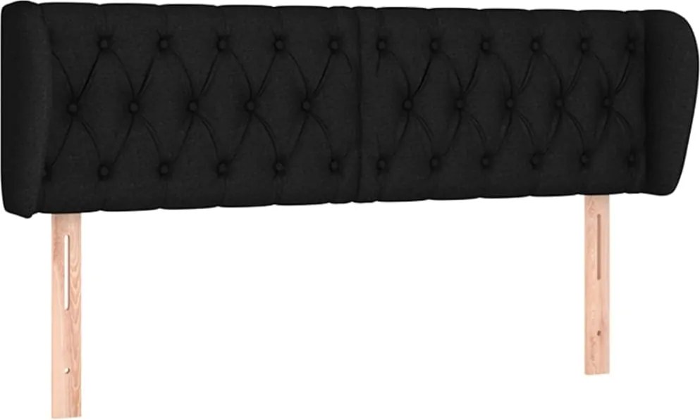 vidaXL Tăblie de pat cu aripioare negru 163x23x78/88 cm textil