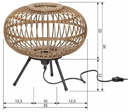 Lampă de masă BASICLABEL 1xE27/40W/230V bambus