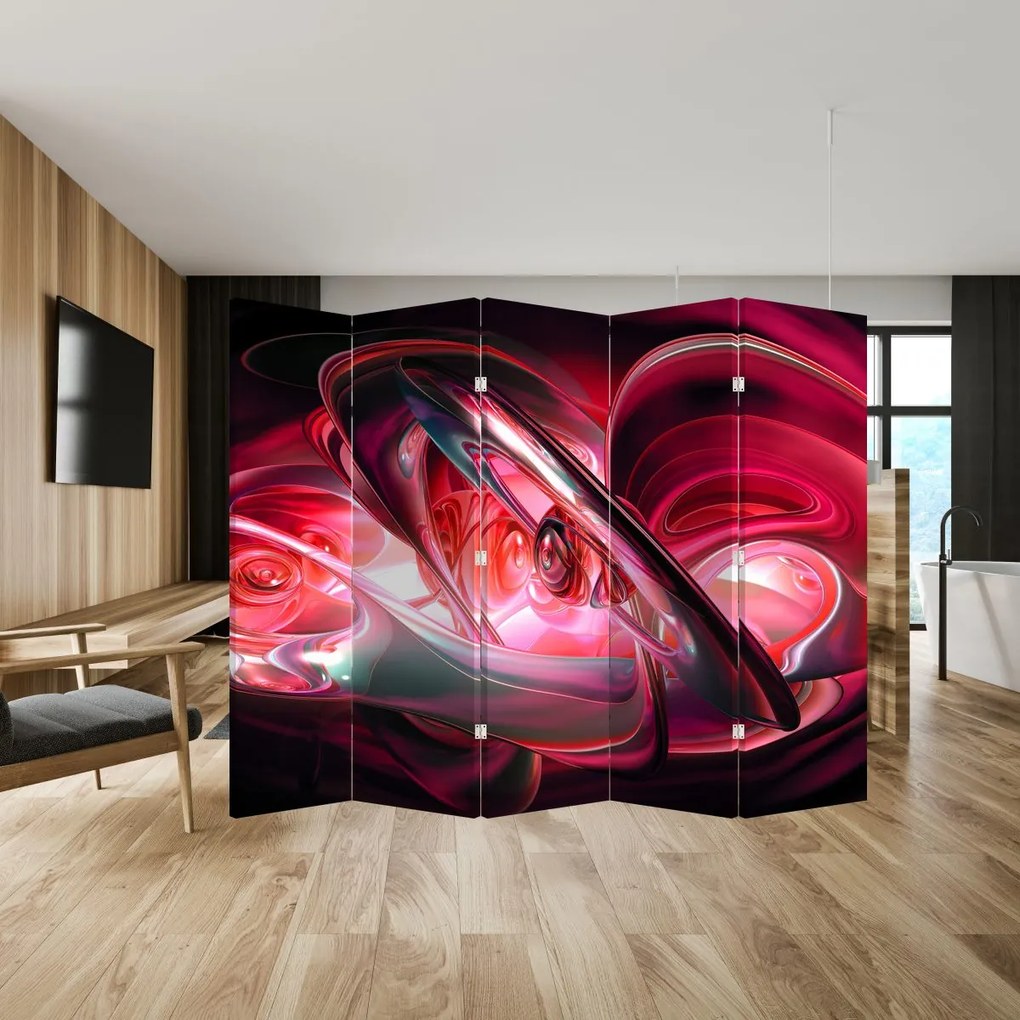 Paravan - Fractalii în roșu (210x170 cm)