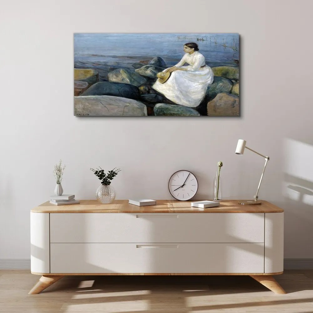 Tablou canvas Plaja de noapte de vară de Edvard Munch