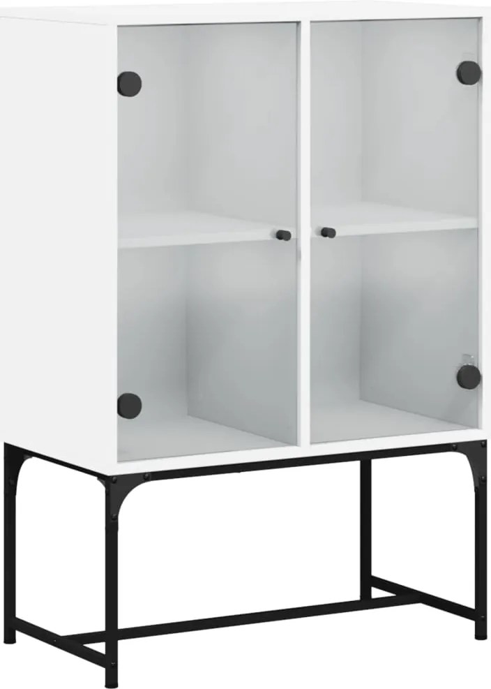 vidaXL Dulap lateral cu uși din sticlă, alb, 69x37x100 cm
