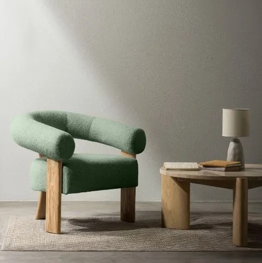 Fotoliu design verde închis KOKEI, stejar