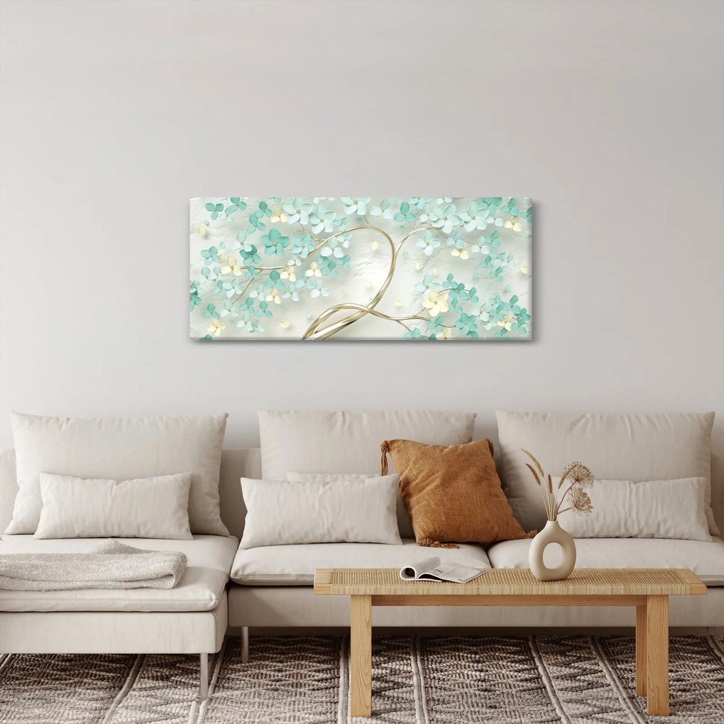 Tablou - Copac auriu înflorit (120x50 cm)