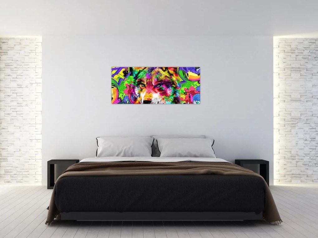 Tablou - Lupul cu graffiti (120x50 cm)