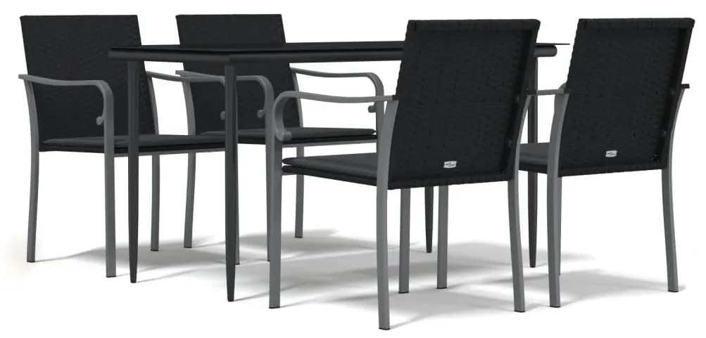 3186943 vidaXL Set mobilier de grădină cu perne, 5 piese, poliratan și oțel