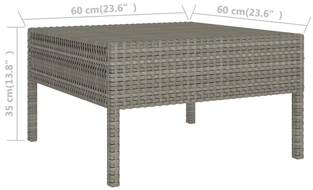 Set mobilier de gradina cu perne, 7 piese, gri, poliratan 3x colt + 2x mijloc + 2x suport pentru picioare, 1