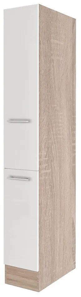 Dulap de cămară Yorki dimensiunea 30, corp din stejar Sonoma, față alb satinat