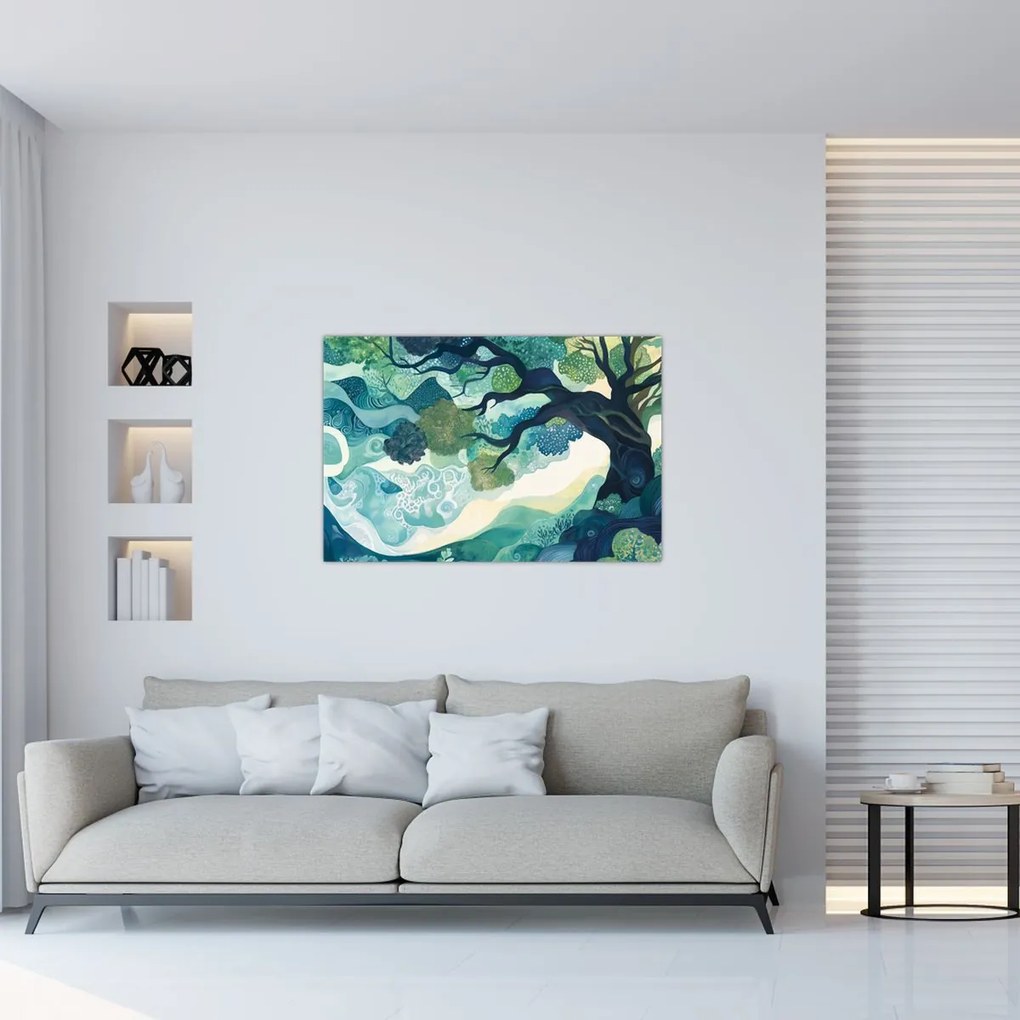 Tablou – Coroană verde a arborelui vieții (90x60 cm)