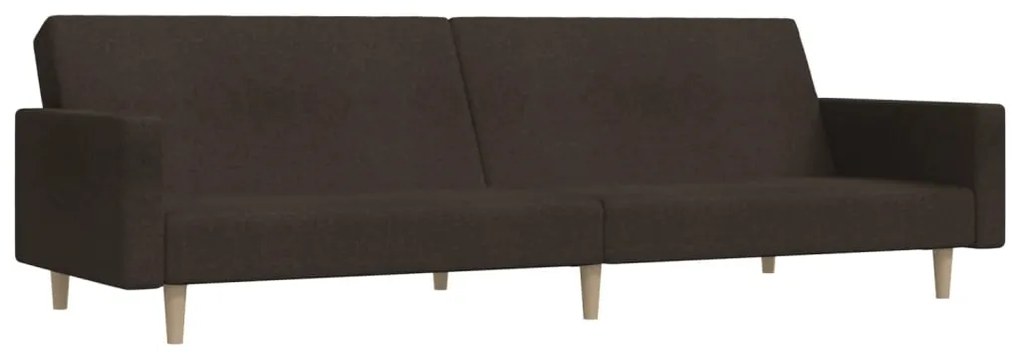 337291 vidaXL Canapea extensibilă cu 2 locuri, maro închis, textil