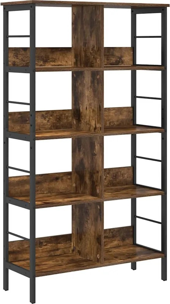 vidaXL Raft pentru cărți Stejar fumuriu 82 x 32 x 144,5 cm