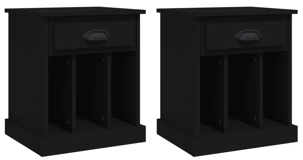 816347 vidaXL Noptiere, 2 buc., negru, 40x35x50 cm