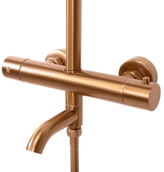 REA-P8807 - Set de duș LUNGO cu baterie termostatică, cupru periat