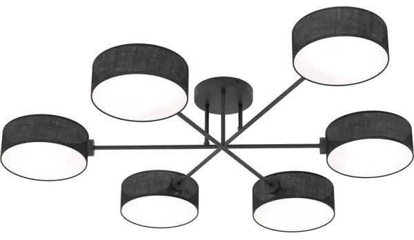 Candelabru pentru montaj pe tavan MAGA 6xE14/10W/230V negru