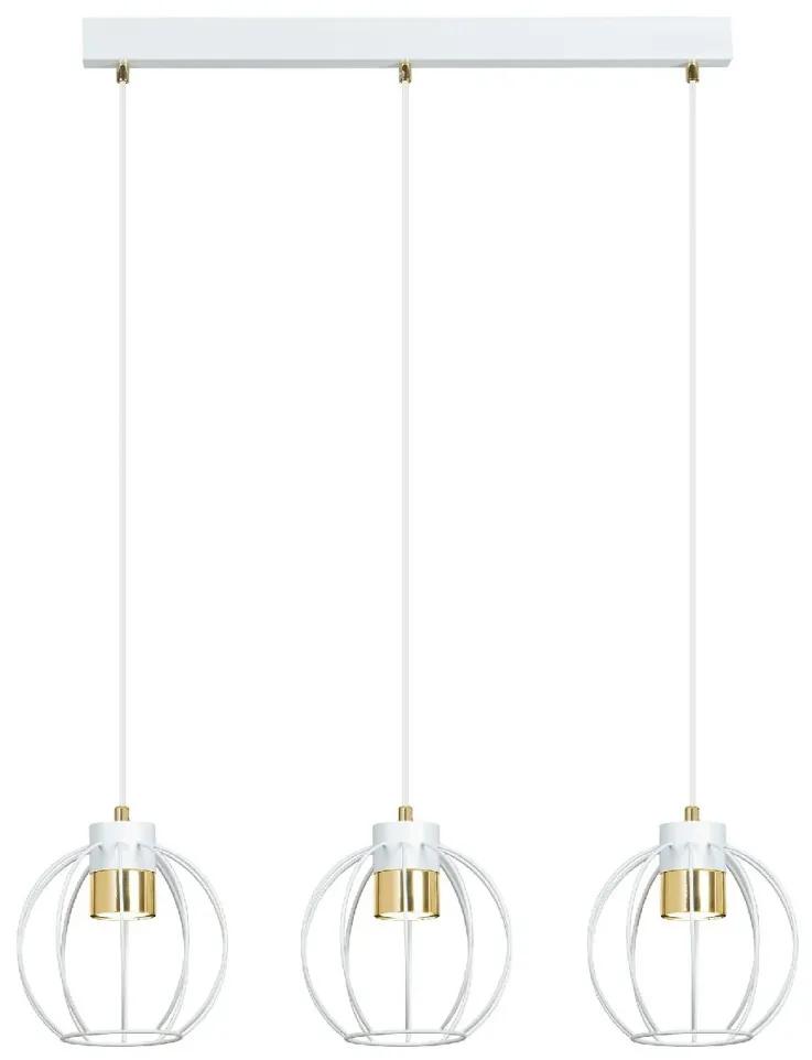 Lustra cu 3 pendule design minimalist AJAX 3 WHITE/GOLD