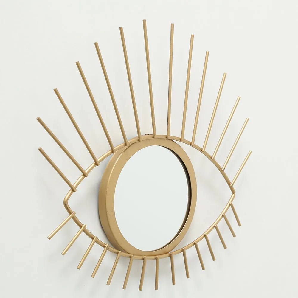 OGLINDA ROTUNDA EYES, 31X27 CM, RAMA METAL, AURIU