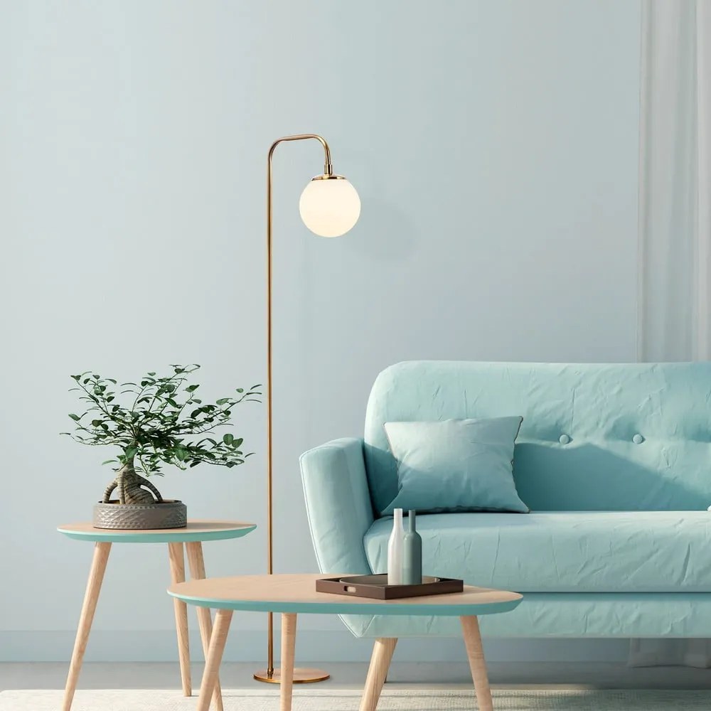 Lampadar alb/alămiu cu abajur din sticlă (înălțime 146 cm) Viran – Opviq lights