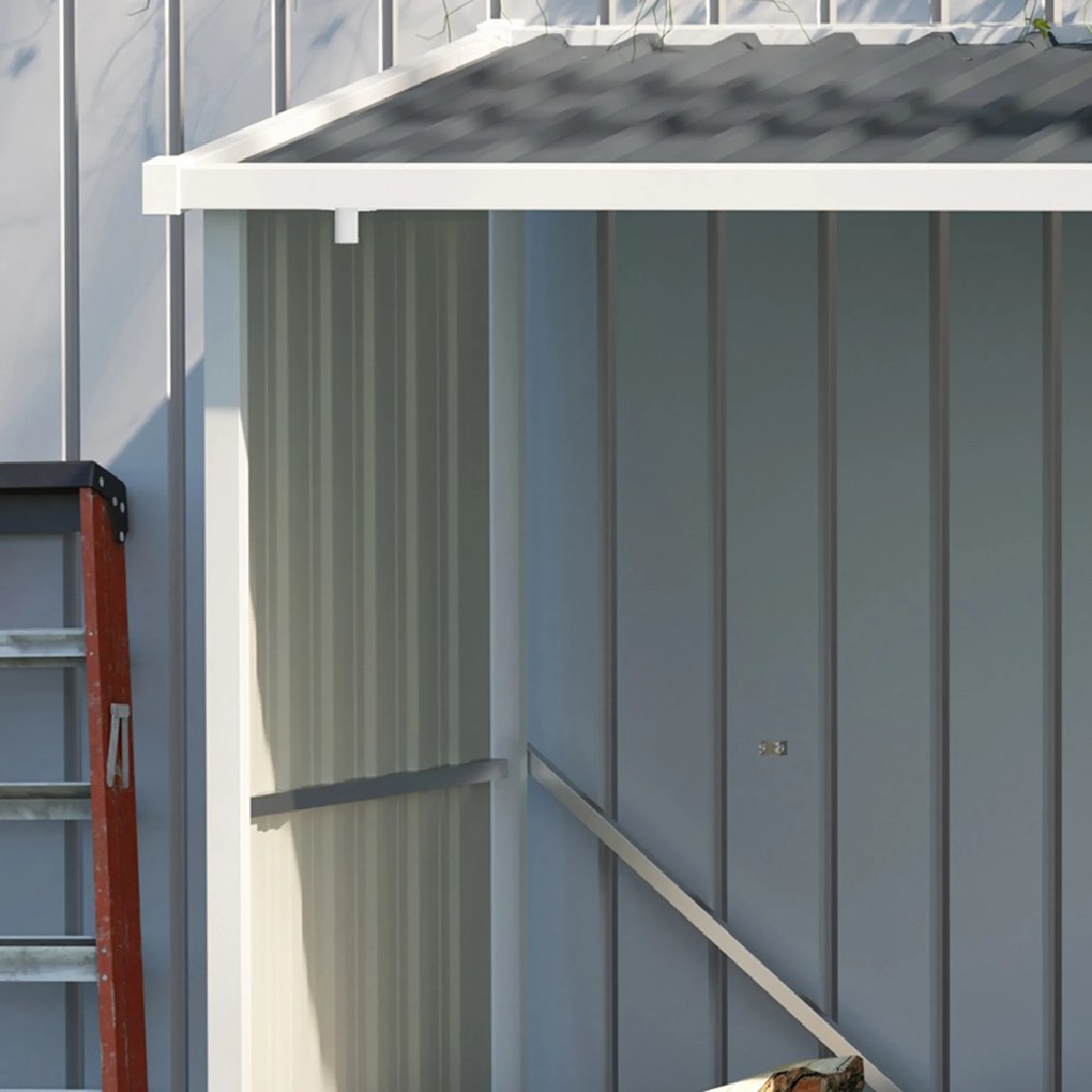Outsunny Suport exterior pentru lemne, din oțel galvanizat, cu bază înălțată și acoperiș înclinat, 1,34 m², gri închis | Aosom Romania