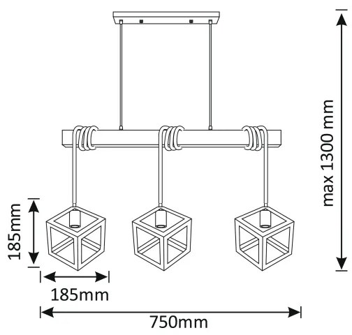 lustră pe cablu SWEDEN 3xE27/20W/230V