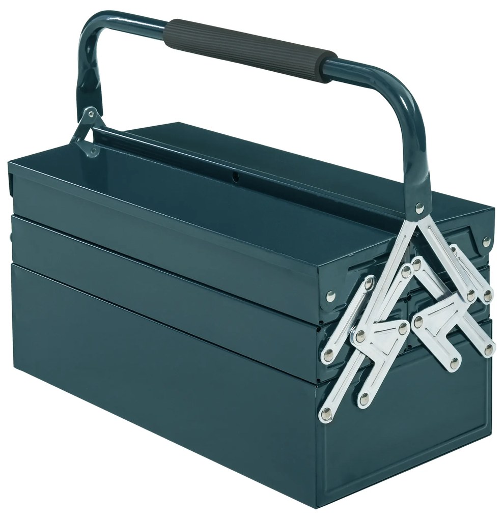 DURHAND Cutie de unelte Caseta de unelte Montaj Cufăr de unelte gol economisire spațiu cu 5 rafturi pliante stabil Oțel (SPCC) Verde închis 45 x 20 x 34,5 cm | Aosom Romania