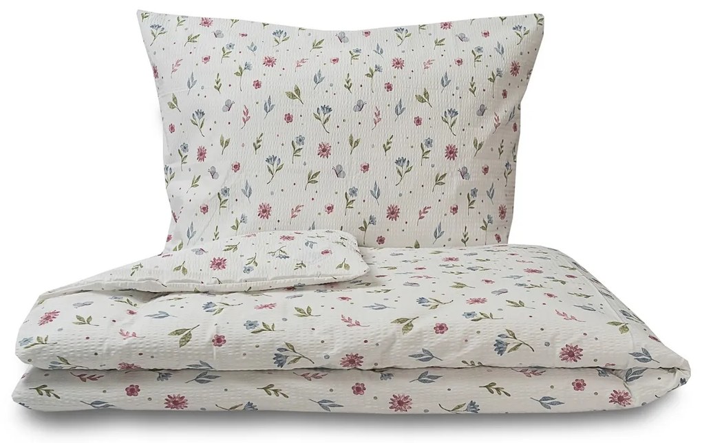 Lenjerie de pat din bumbac crep Kvalitex Pajiște de vară, 240 x 220 cm, 2x 70 x 90 cm, 240 x 220 cm, 2 buc. 70 x 90 cm