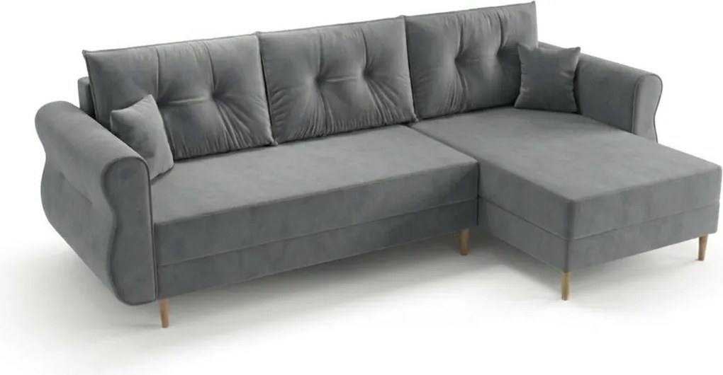 Canapea extensibila reversibila in forma de L SILVIANO 230x140 cm, gri